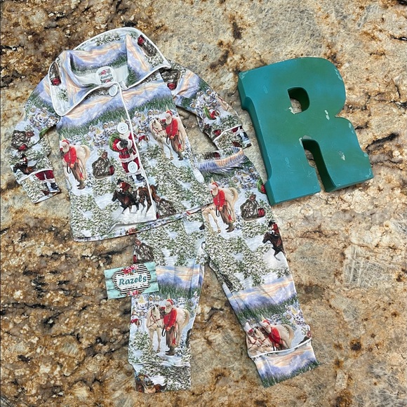 KIDS COWBOY Santa Christmas Pajamas / Family PJs - Picture 5 of 12
